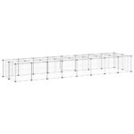 Huisdierenkooi met deur 36 panelen 35x35 cm staal zwart – Image 6