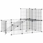 Huisdierenkooi met deur 20 panelen 35x35 cm staal zwart - Afbeelding 3