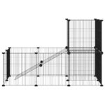 Huisdierenkooi met deur 20 panelen 35x35 cm staal zwart - Afbeelding 4
