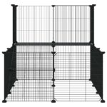 Huisdierenkooi met deur 20 panelen 35x35 cm staal zwart - Afbeelding 5