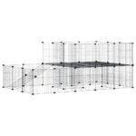 Huisdierenkooi met deur 44 panelen 35x35 cm staal zwart - Afbeelding 2