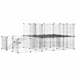 Huisdierenkooi met deur 44 panelen 35x35 cm staal zwart - Afbeelding 3