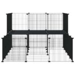 Huisdierenkooi met deur 44 panelen 35x35 cm staal zwart - Afbeelding 5