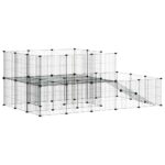 Huisdierenkooi met deur 44 panelen 35x35 cm staal zwart - Afbeelding 6