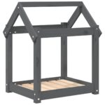 Hondenmand 61x50x70 cm massief grenenhout grijs - Afbeelding 2