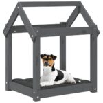 Hondenmand 61x50x70 cm massief grenenhout grijs - Afbeelding 4