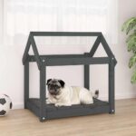 Hondenmand 71x55x70 cm massief grenenhout grijs