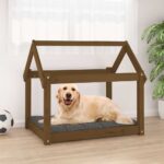 Hondenmand 81x60x70 cm massief grenenhout honingbruin