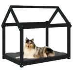 Hondenmand 101x70x90 cm massief grenenhout zwart - Image 4