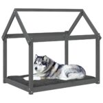 Hondenmand 111x80x100 cm massief grenenhout grijs - Image 4