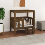 Hondenmand 65,5x50,5x70 cm massief grenenhout honingbruin