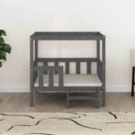 Hondenmand 95,5x73,5x90 cm massief grenenhout grijs – Image 3