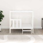Hondenmand 105,5x83,5x100 cm massief grenenhout wit – Image 3