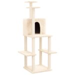 Kattenmeubel met sisal krabpalen 144,5 cm crèmekleurig - Image 2