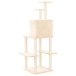 Kattenmeubel met sisal krabpalen 144,5 cm crèmekleurig - Image 5