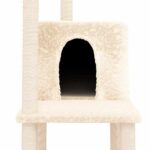 Kattenmeubel met sisal krabpalen 144,5 cm crèmekleurig - Image 6