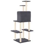 Kattenmeubel met sisal krabpalen 144,5 cm donkergrijs - Afbeelding 5
