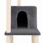Kattenmeubel met sisal krabpalen 144,5 cm donkergrijs - Afbeelding 6