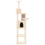 Kattenmeubel met sisal krabpalen 201 cm crèmekleurig - Image 3