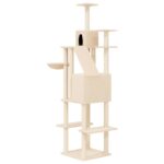 Kattenmeubel met sisal krabpalen 201 cm crèmekleurig - Image 5