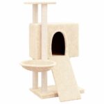 Kattenmeubel met sisal krabpalen 96 cm crèmekleurig - Afbeelding 2