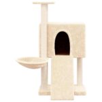 Kattenmeubel met sisal krabpalen 96 cm crèmekleurig - Afbeelding 3