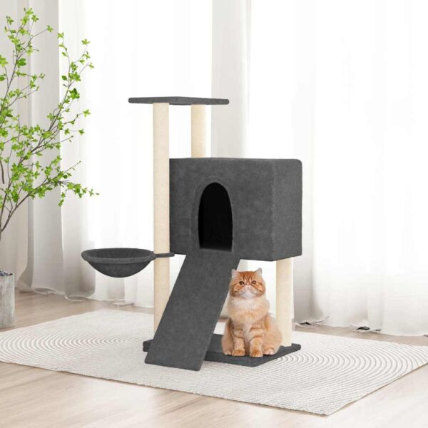 Kattenmeubel met sisal krabpalen 96 cm donkergrijs