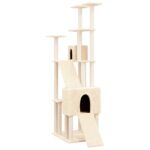 Kattenmeubel met sisal krabpalen 190 cm crèmekleurig - Afbeelding 2