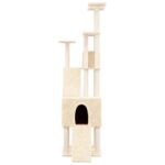 Kattenmeubel met sisal krabpalen 190 cm crèmekleurig - Afbeelding 3