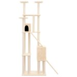 Kattenmeubel met sisal krabpalen 190 cm crèmekleurig - Afbeelding 4