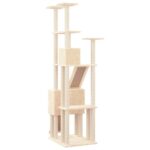 Kattenmeubel met sisal krabpalen 190 cm crèmekleurig - Afbeelding 5