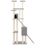 Kattenmeubel met sisal krabpalen 190 cm lichtgrijs – Image 4