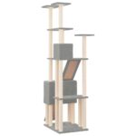 Kattenmeubel met sisal krabpalen 190 cm lichtgrijs – Image 5