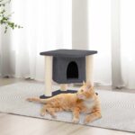 Kattenmeubel met sisal krabpalen 37 cm donkergrijs