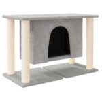 Kattenmeubel met sisal krabpalen 50 cm lichtgrijs - Image 2