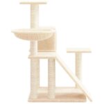 Kattenmeubel met sisal krabpalen 82 cm crèmekleurig - Afbeelding 4