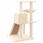 Kattenmeubel met sisal krabpalen 82 cm crèmekleurig - Afbeelding 5