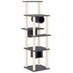 Kattenmeubel met sisal krabpalen 169 cm donkergrijs - Image 2