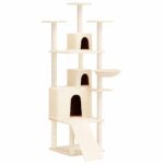 Kattenmeubel met sisal krabpalen 175 cm crèmekleurig – Image 2