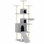 Kattenmeubel met sisal krabpalen 175 cm lichtgrijs – Image 2