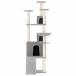 Kattenmeubel met sisal krabpalen 175 cm lichtgrijs – Image 3