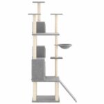 Kattenmeubel met sisal krabpalen 175 cm lichtgrijs – Image 4