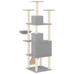 Kattenmeubel met sisal krabpalen 175 cm lichtgrijs – Image 5