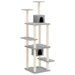 Kattenmeubel met sisal krabpalen 176 cm lichtgrijs – Image 2