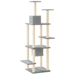 Kattenmeubel met sisal krabpalen 176 cm lichtgrijs – Image 5