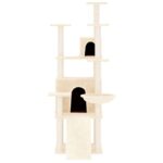 Kattenmeubel met sisal krabpalen 154 cm crèmekleurig - Image 3