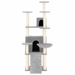 Kattenmeubel met sisal krabpalen 154 cm lichtgrijs – Image 3