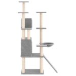 Kattenmeubel met sisal krabpalen 154 cm lichtgrijs – Image 4