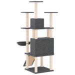 Kattenmeubel met sisal krabpalen 154 cm donkergrijs - Afbeelding 5