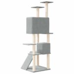 Kattenmeubel met sisal krabpalen 153 cm lichtgrijs – Image 5